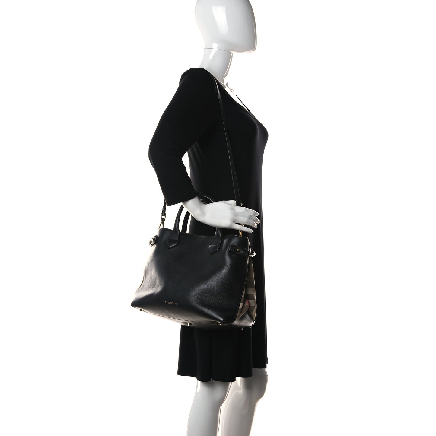 Smooth Calfskin Medium Sartorial Banner Tote Black