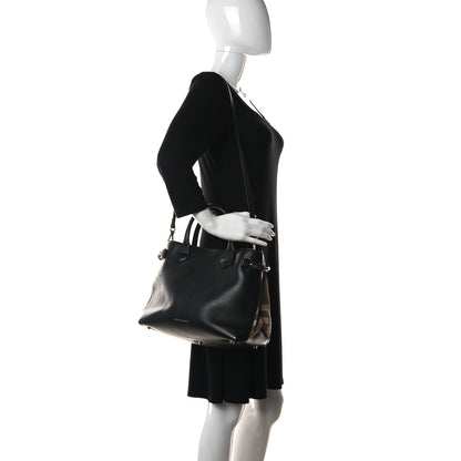 Burberry Smooth Calfskin Medium Sartorial Banner Tote Black 3 of 13