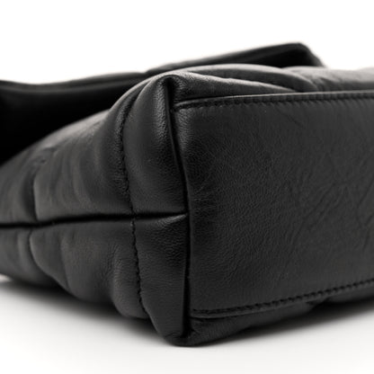 Saint Laurent Calfskin Quilted Toy Loulou Puffer Monogram Monochrome Chain Satchel Black 9 of 10