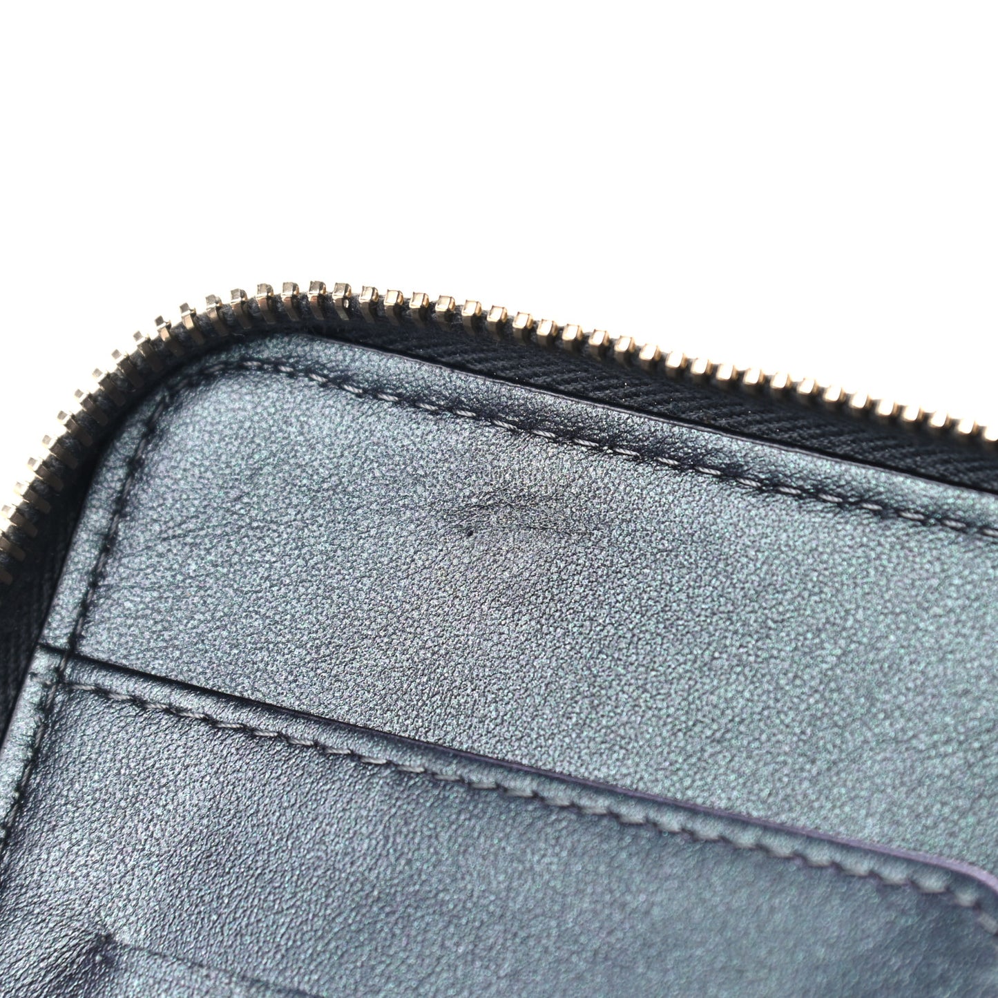 Iridescent Caviar Quilted Long Zip Around Wallet Black