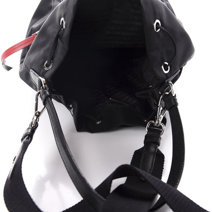Prada Saffiano Tessuto Nylon Mini Bucket Crossbody Bag Black 5 of 11