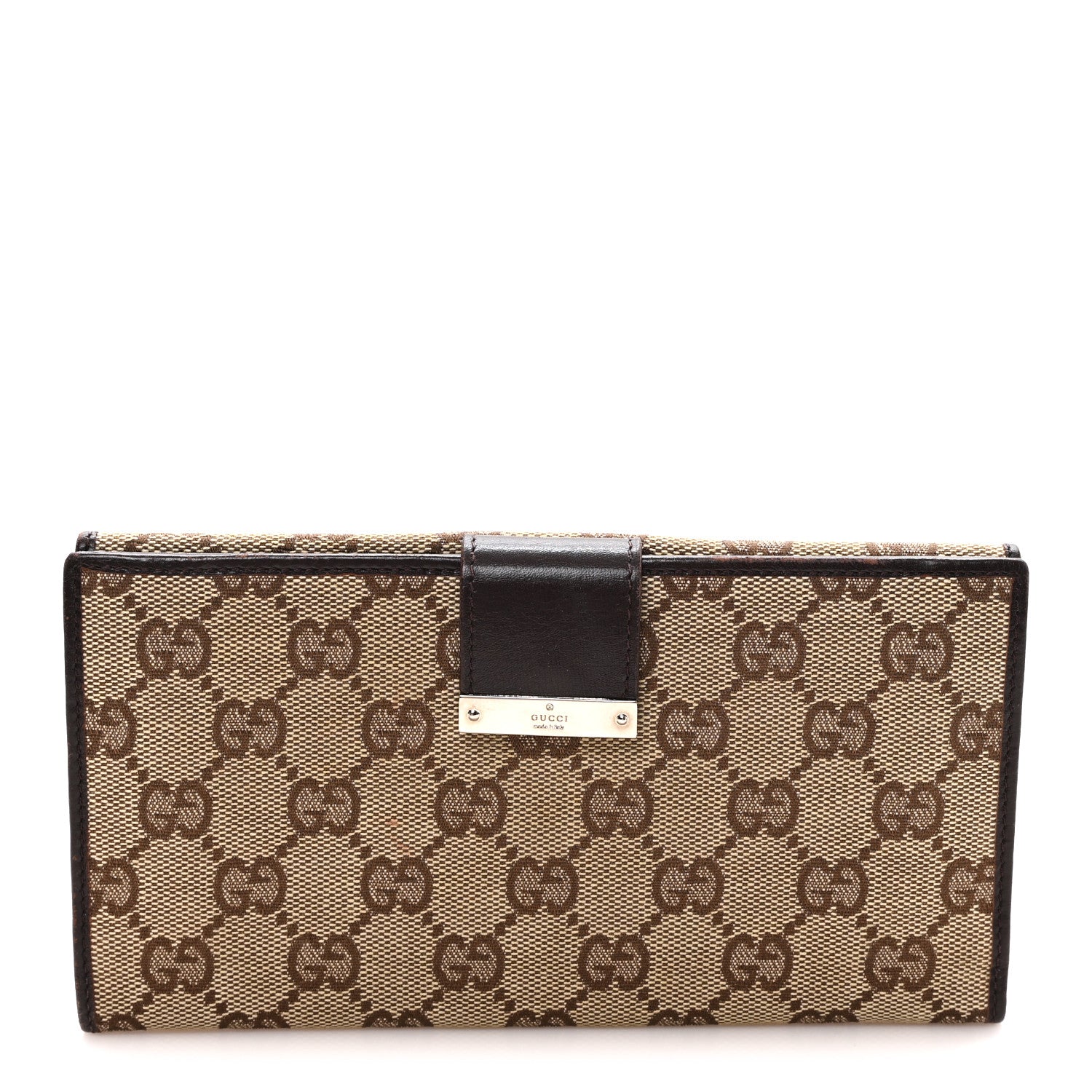 Gucci GG Plus Monogram Icon Bar Continental Flap Wallet Dark Brown 1 of 8