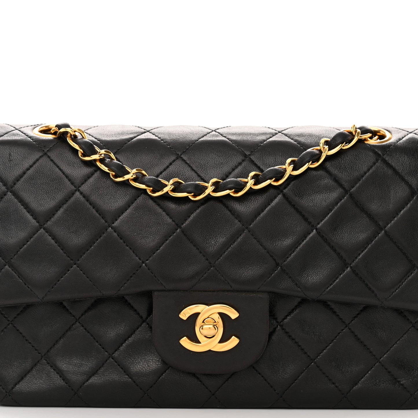 Lambskin Quilted Small Double Flap Black