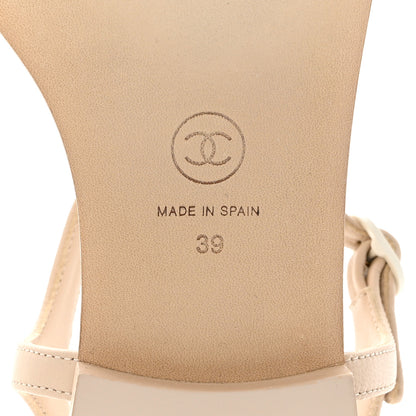 Chanel Lambskin CC Thong Sandals 39 Ivory 8 of 9