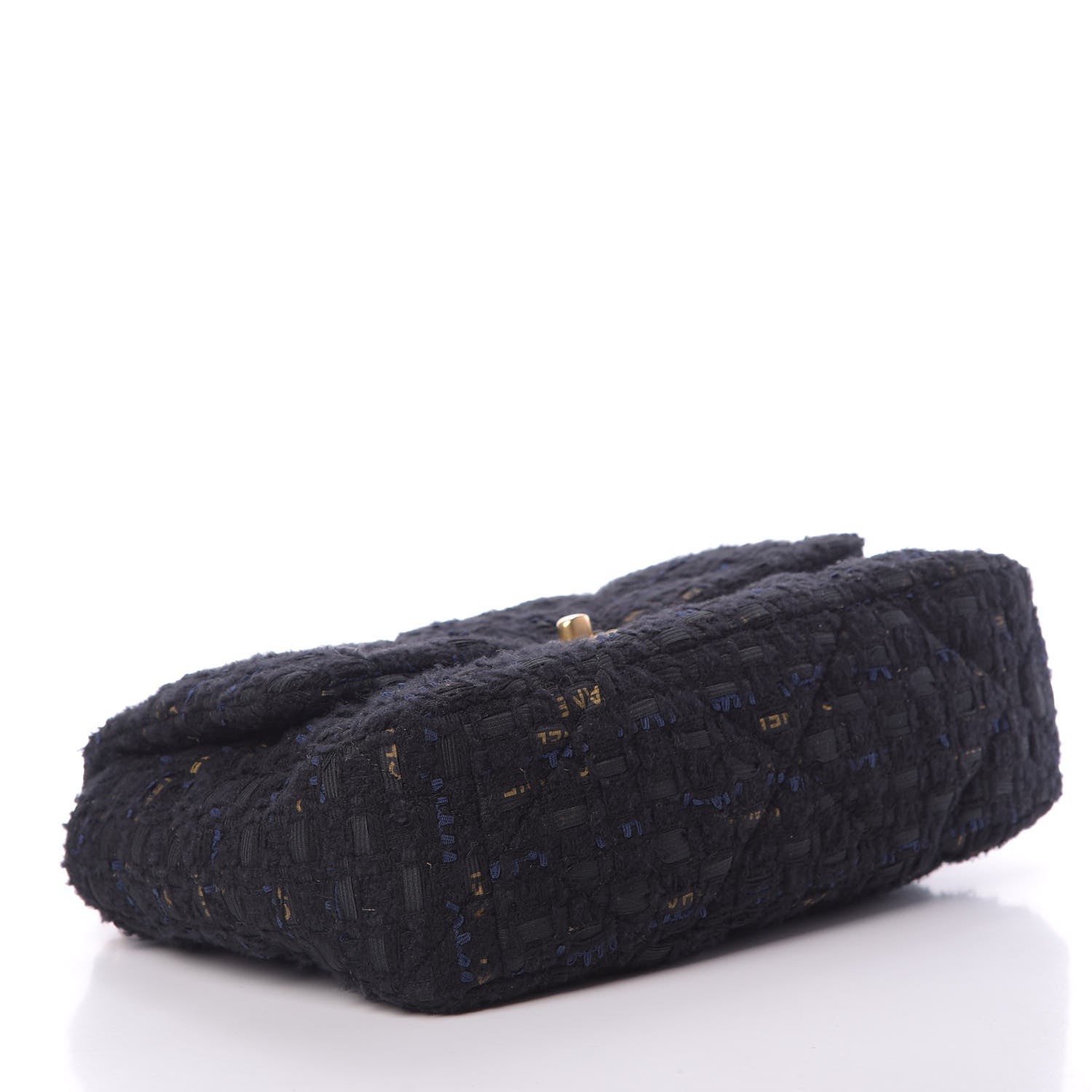 Chanel Tweed Quilted Large Chanel 19 Flap Black Navy Gold 4 of 11