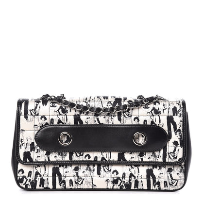 Chanel Silk Lambskin Coco Mademoiselle Scarf Flap Bag White Black 1 of 15