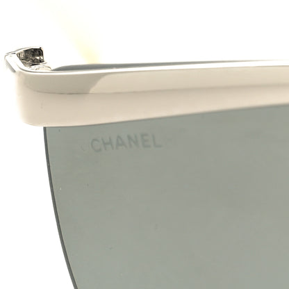 Chanel Acetate Shield Sunglasses 71474 Silver White 7 of 8