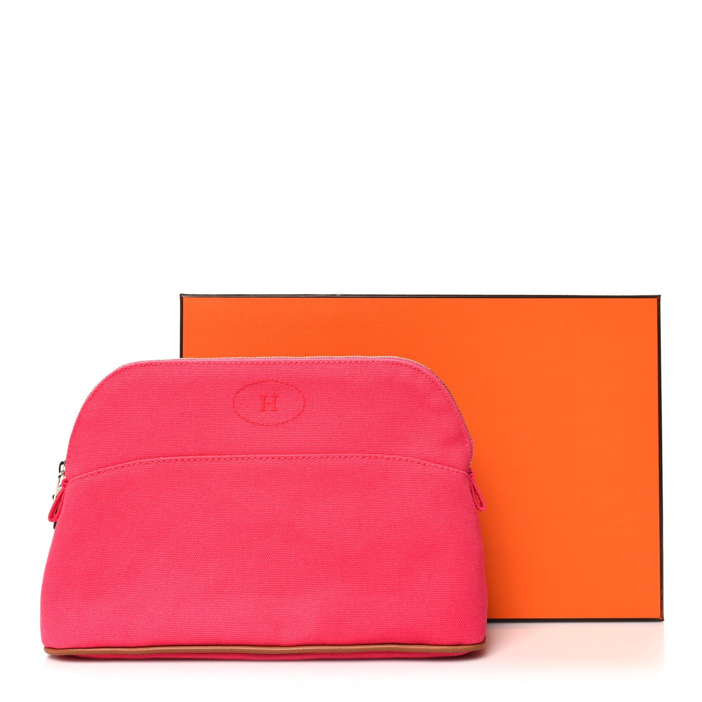 Cotton Canvas Mini Bolide Travel Cosmetic Pouch Hibiscus