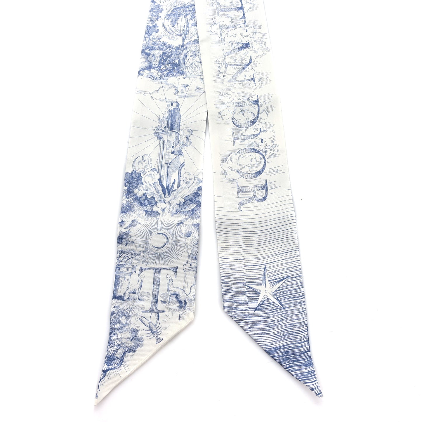 ABCDior T Silk Mitzah Scarf Blue
