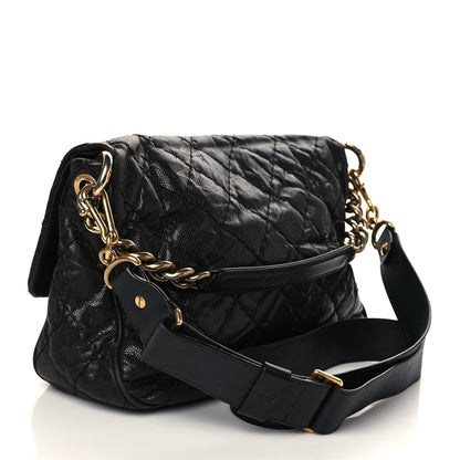 Chanel Crumpled Grained Calfskin Medium Coco Pleats Messenger Flap Black 3 of 16