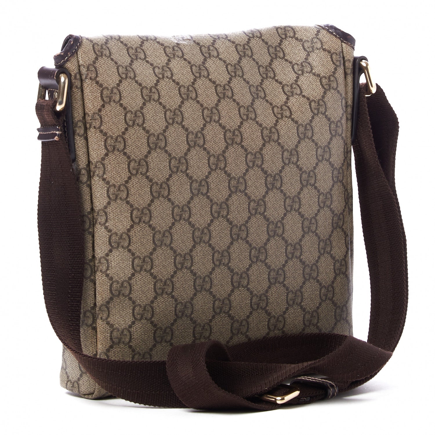Gucci GG Plus Monogram Small Flap Messenger Bag Beige Dark Brown 3 of 9