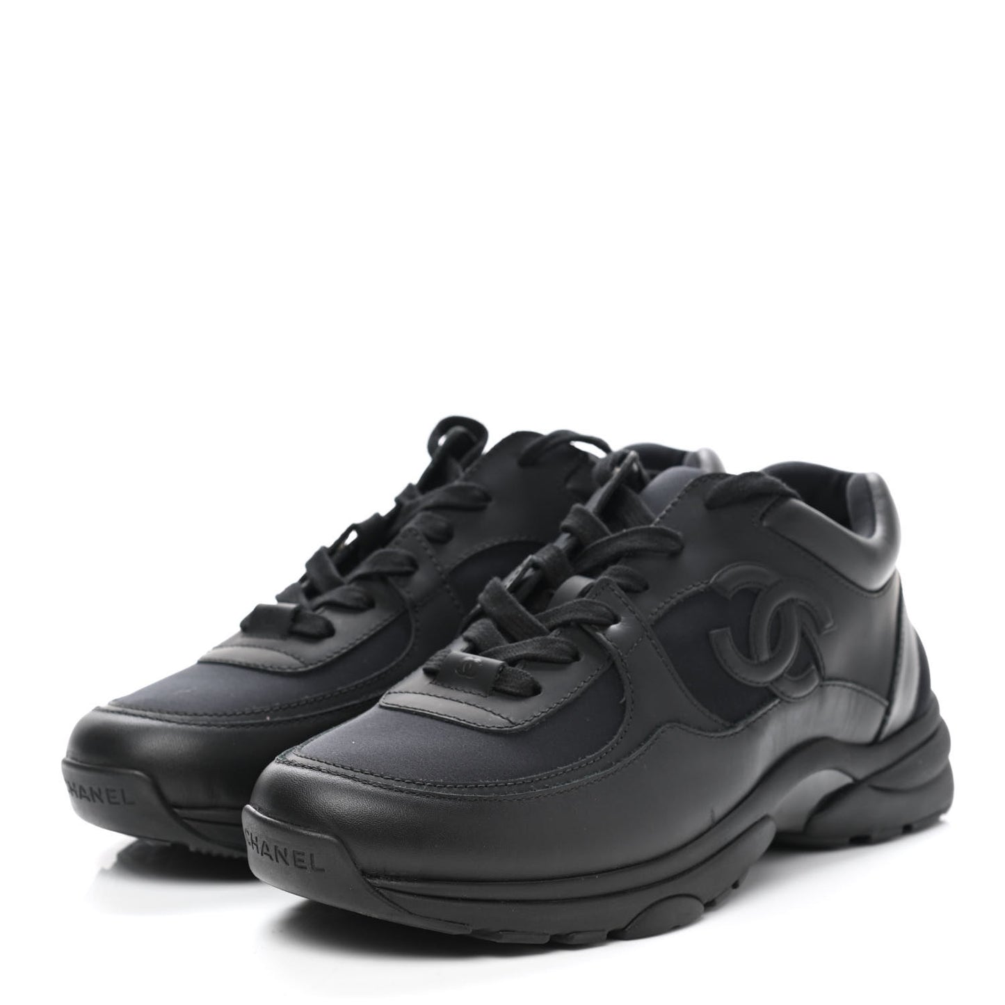 Calfskin Lambskin CC Sneakers 39 Black