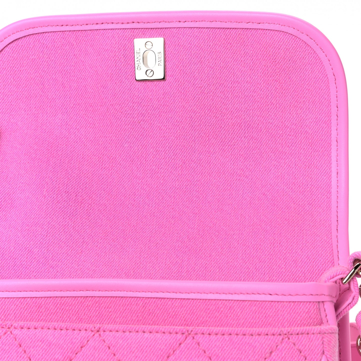 Denim Quilted Small Messenger Flap Neon Pink