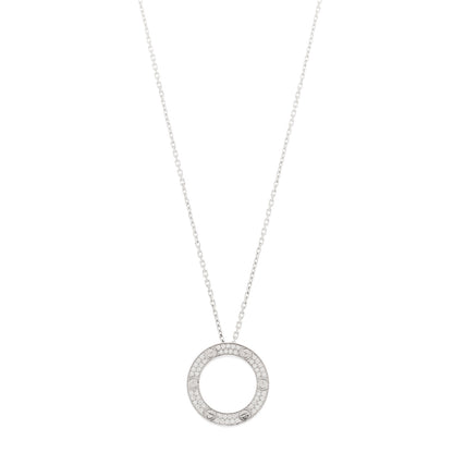 Cartier 18K White Gold Diamond Interlocking LOVE Paved Necklace 1 of 6