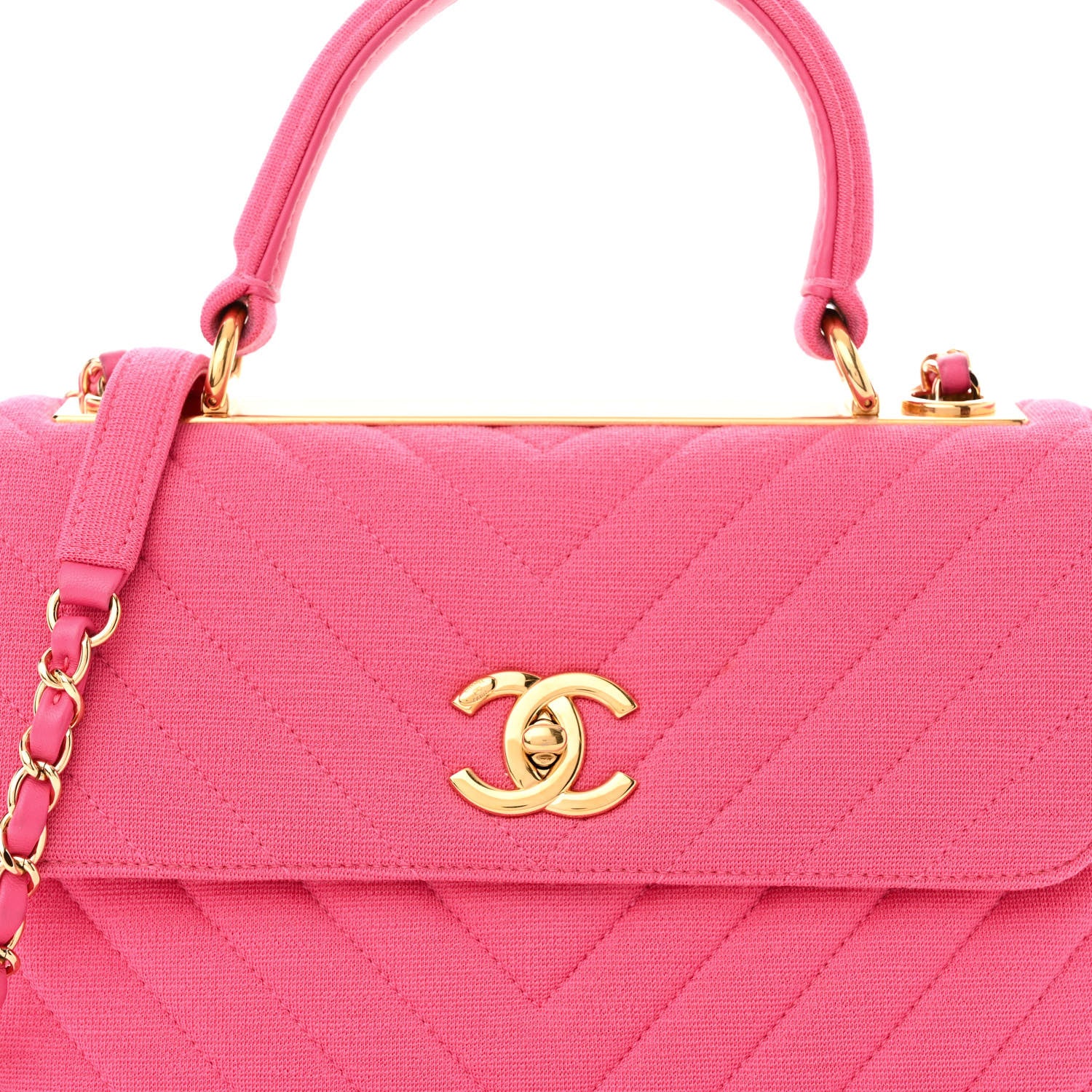 Chanel Jersey Chevron Quilted Small Trendy CC Dual Handle Flap Bag Pink 8 of 10