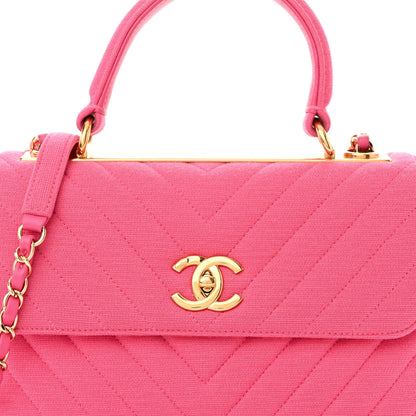 Chanel Jersey Chevron Quilted Small Trendy CC Dual Handle Flap Bag Pink 8 of 10