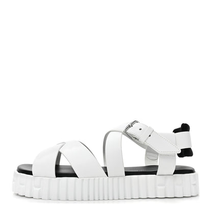 Hermes Calfskin Womens Everest Sandals 38 White 1 of 11