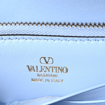 Valentino Garavani Grainy Calfskin Rockstud Flip Lock Wallet With Chain Niagra 5 of 9