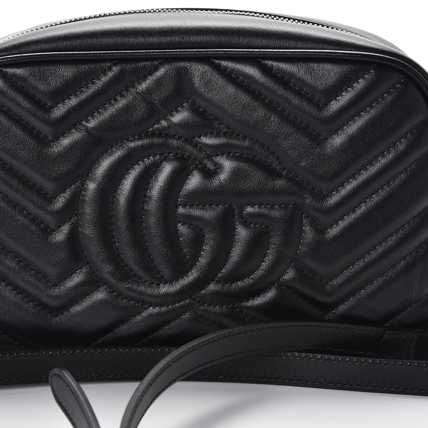 Gucci Calfskin Matelasse Small GG Marmont Chain Shoulder Bag Black 8 of 9
