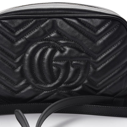 Gucci Calfskin Matelasse Small GG Marmont Chain Shoulder Bag Black 8 of 9