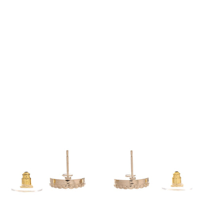 Chanel Round CC Stud Earrings Gold Silver 3 of 5
