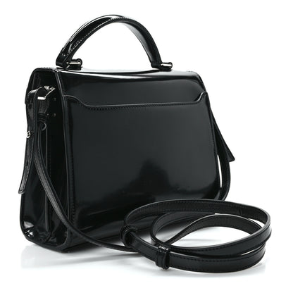Saint Laurent Glazed Calfskin Mini Classic Monogram Cassandra Top Handle Black 3 of 14