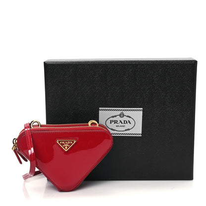 Prada Spazzolato Mini Triangle Chain Crossbody Pouch Cherry 12 of 12