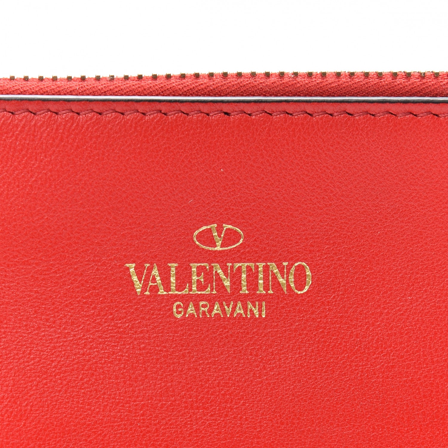 Valentino Garavani Vitello Rockstud Zip Pouch Red 6 of 7
