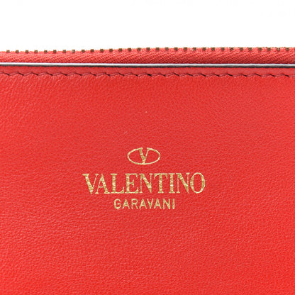 Valentino Garavani Vitello Rockstud Zip Pouch Red 6 of 7