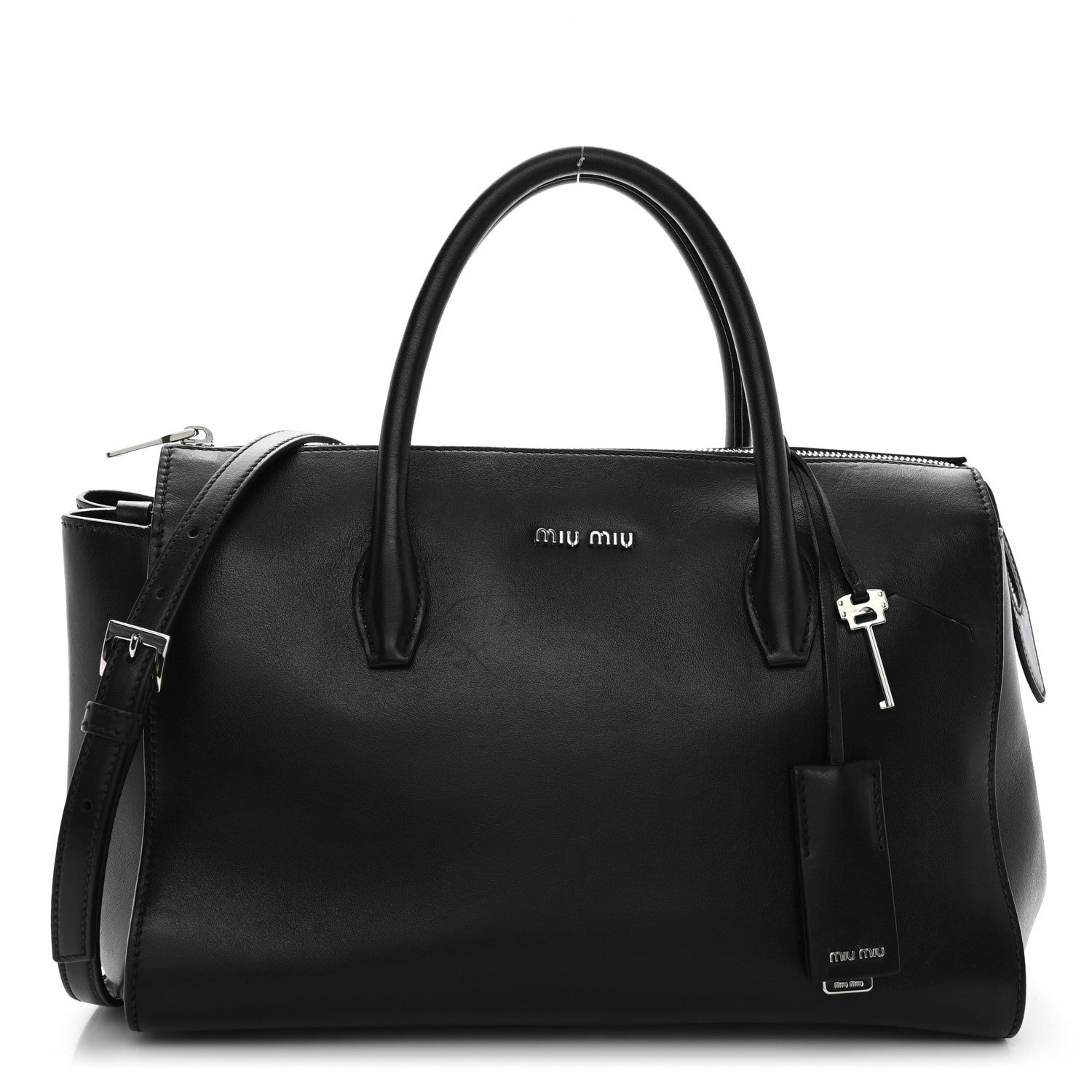 Miu Miu Soft Calfskin Top Handle Satchel Black 1 of 14