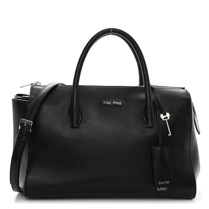 Miu Miu Soft Calfskin Top Handle Satchel Black 1 of 14