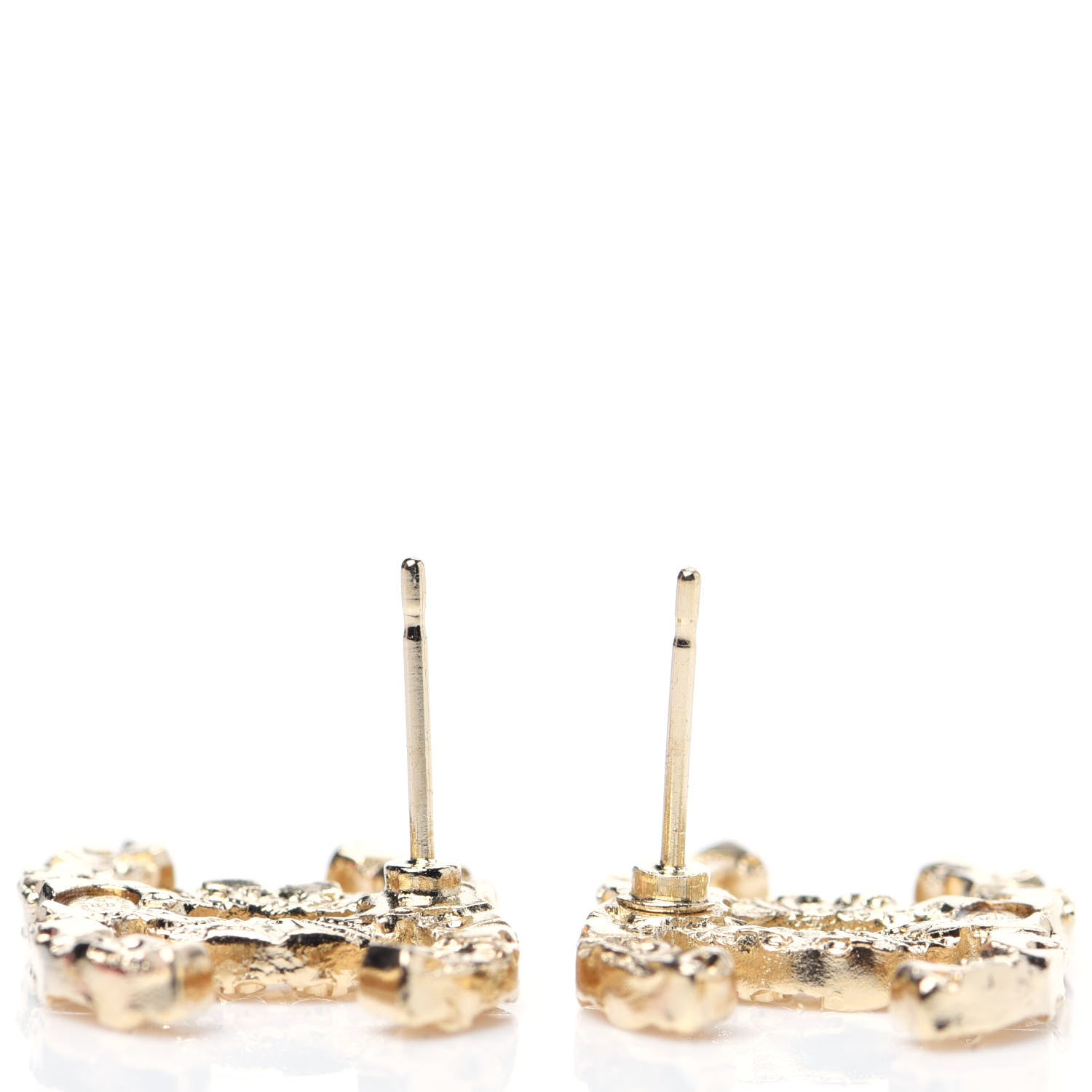 Chanel Metal Textured CC Earrings Gold 5 of 6