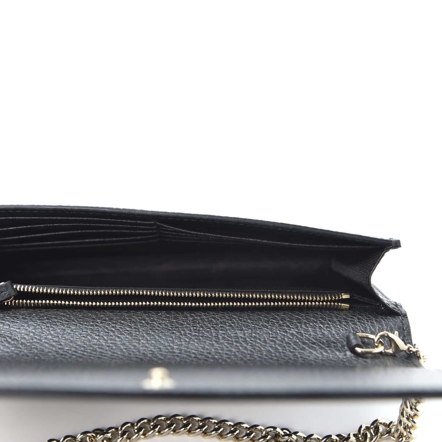 Dollar Calfskin Medium Betty Chain Wallet Black