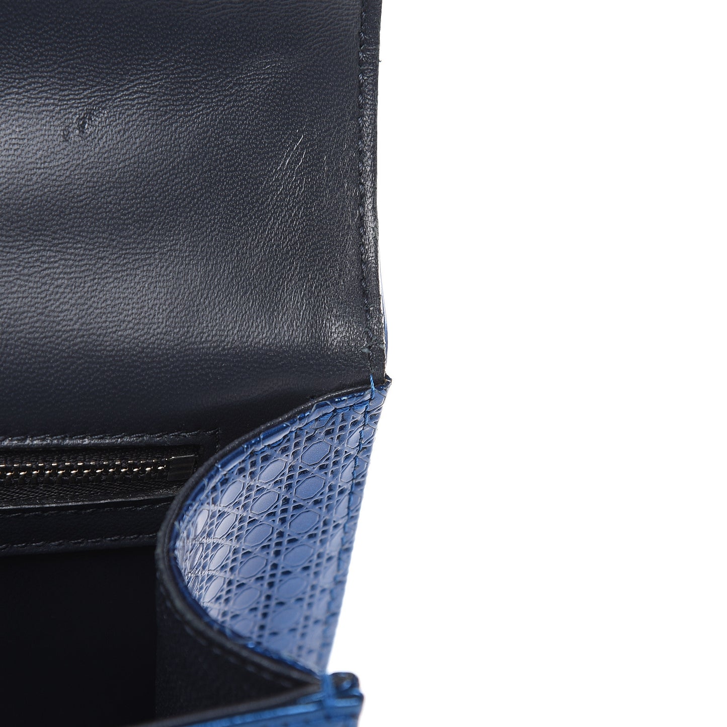 Metallic Patent Micro-Cannage Medium Diorama Flap Bag Blue