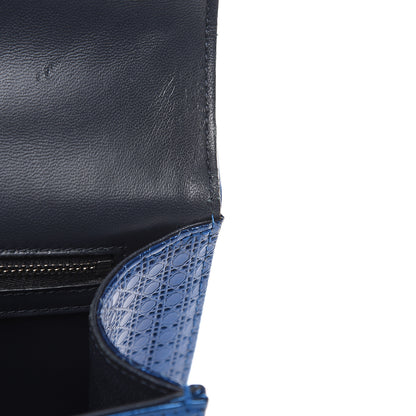 Christian Dior Metallic Patent Micro-Cannage Medium Diorama Flap Bag Blue 8 of 17