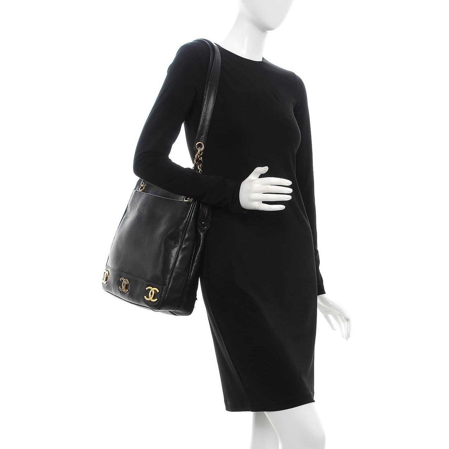 Caviar CC Shoulder Bag Black