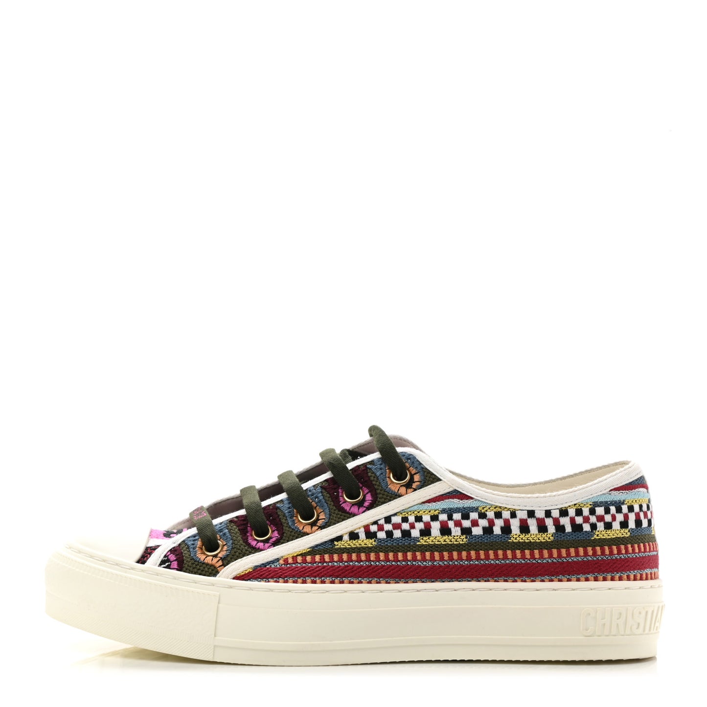 Canvas Ethnic Embroidered Womens Walk'N'Dior Low Top Sneakers 39.5 Fuchsia
