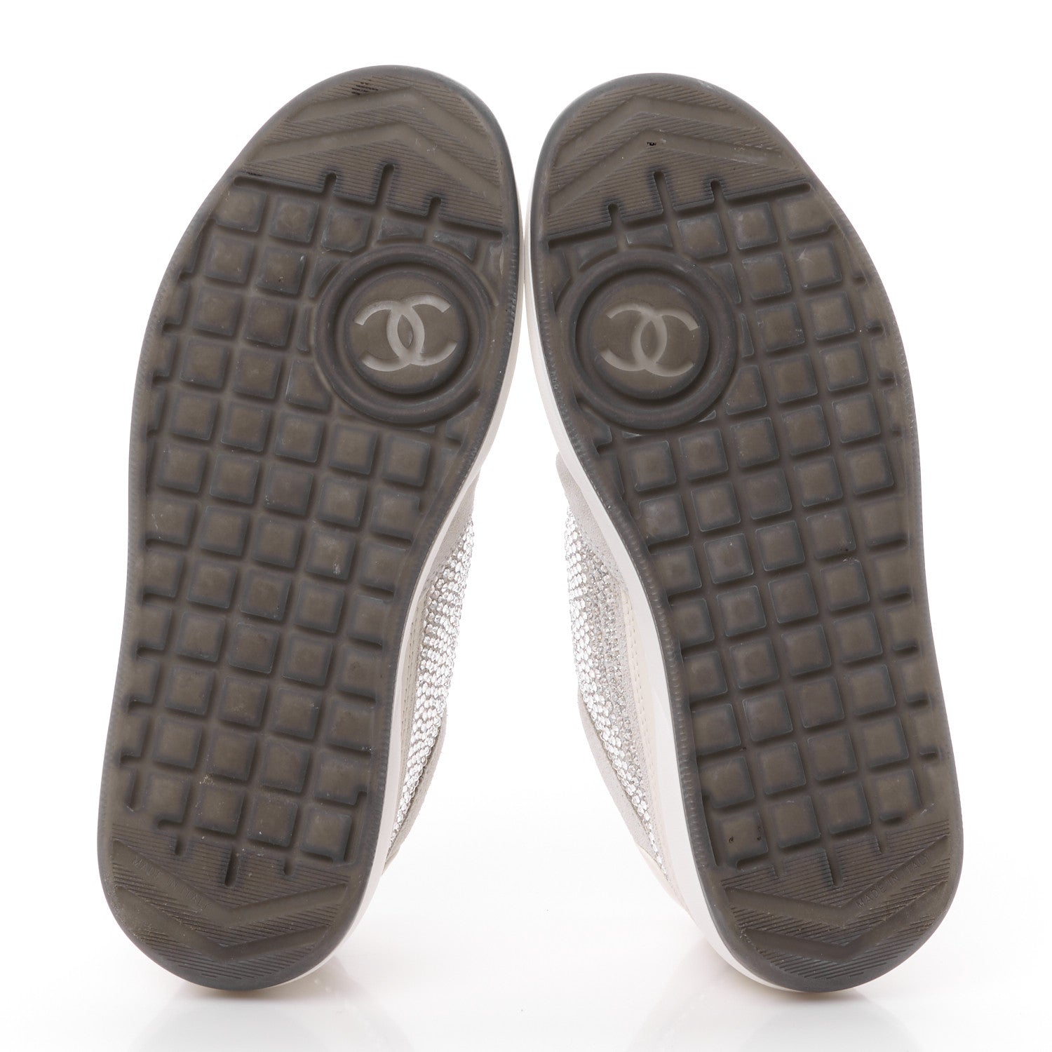 Chanel Calfskin Suede Crystal Womens CC Sneakers 36 White 5 of 11