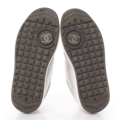 Chanel Calfskin Suede Crystal Womens CC Sneakers 36 White 5 of 11