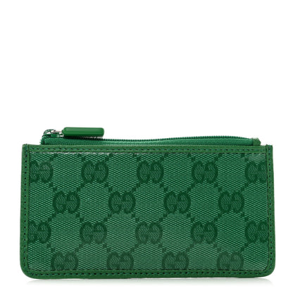 Gucci GG Supreme Monogram Calfskin GG Coin Case Card Holder Green 1 of 6