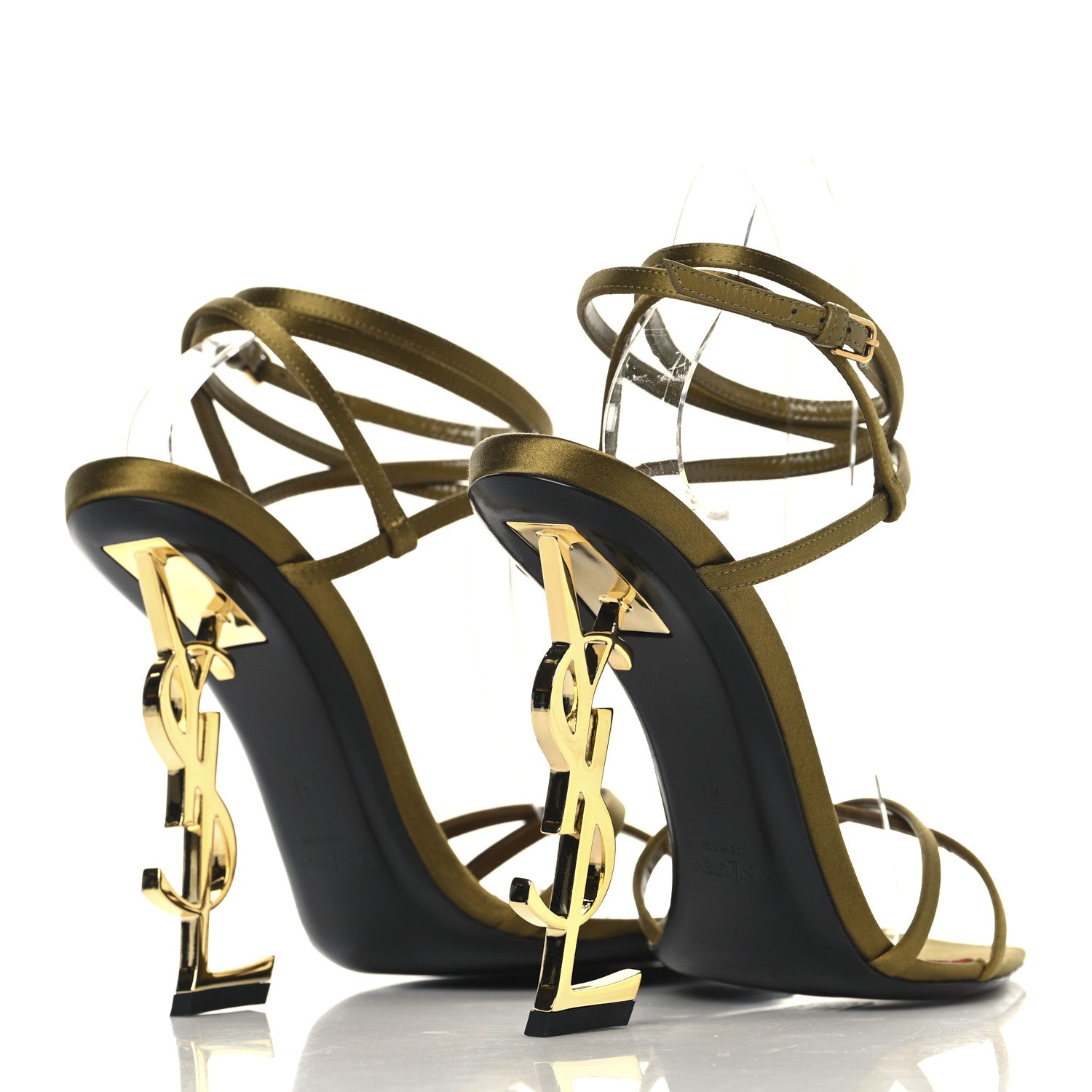 Saint Laurent Crepe Satin Opyum 110 Sandals 41 Cuba Gold 5 of 9
