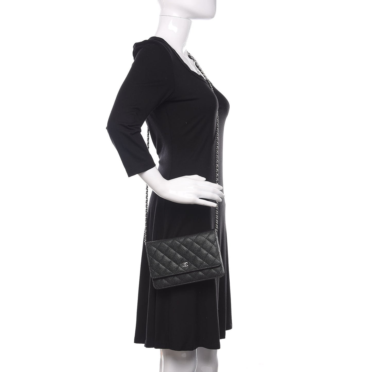 Caviar Quilted Wallet On Chain WOC Black