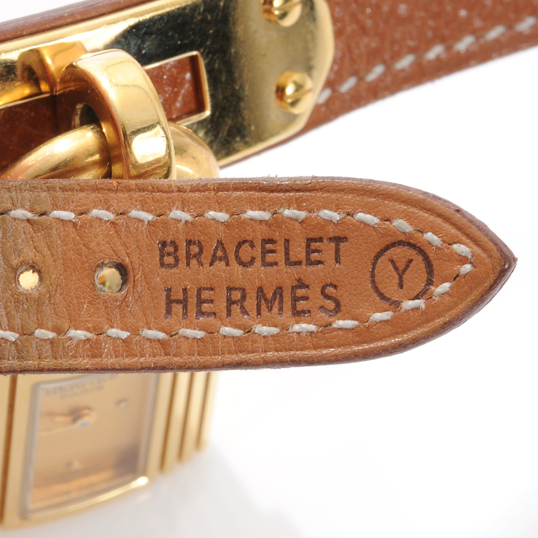 Hermes Stainless Steel Courchevel 20mm Kelly Cadena Quartz Watch Gold 8 of 9