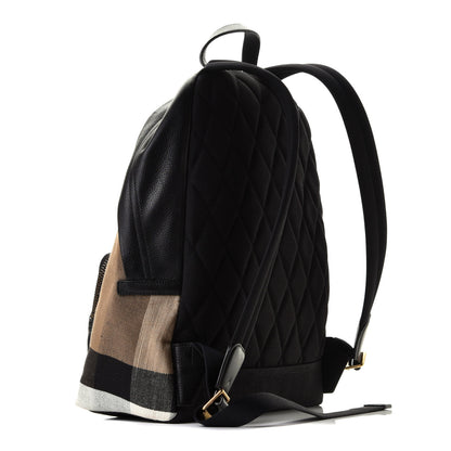Burberry Mega Check Calfskin Abbeydale Simple Backpack Black Camel 8 of 10