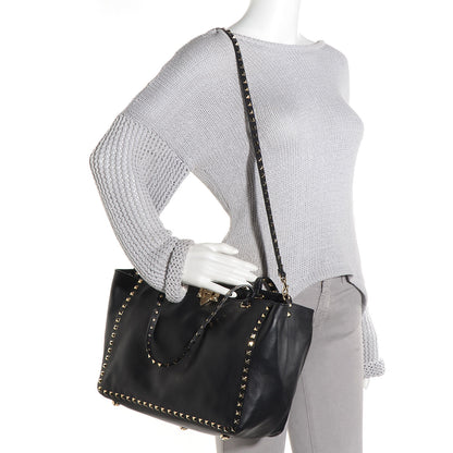 Valentino Garavani Vitello Medium Rockstud Tote Black 2 of 9