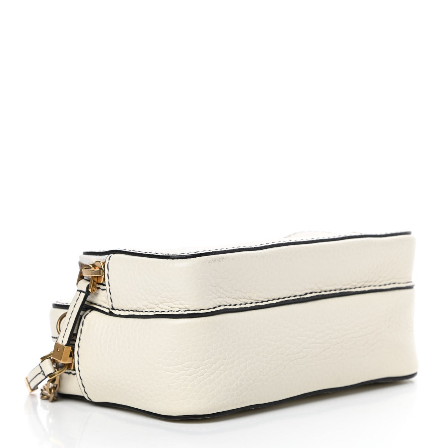 Grained Calfskin J'Adior Camera Case Clutch With Chain White