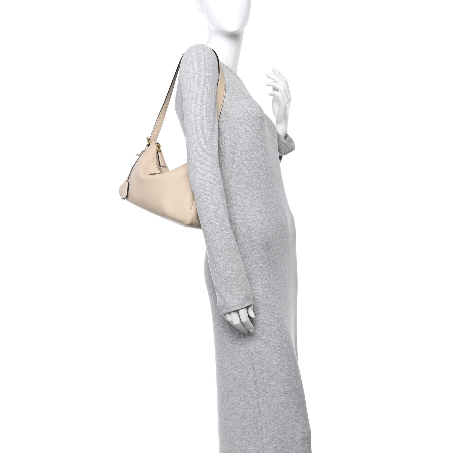 Prada Soft Calfskin Medium Aimee Shoulder Bag Travertine 2 of 10