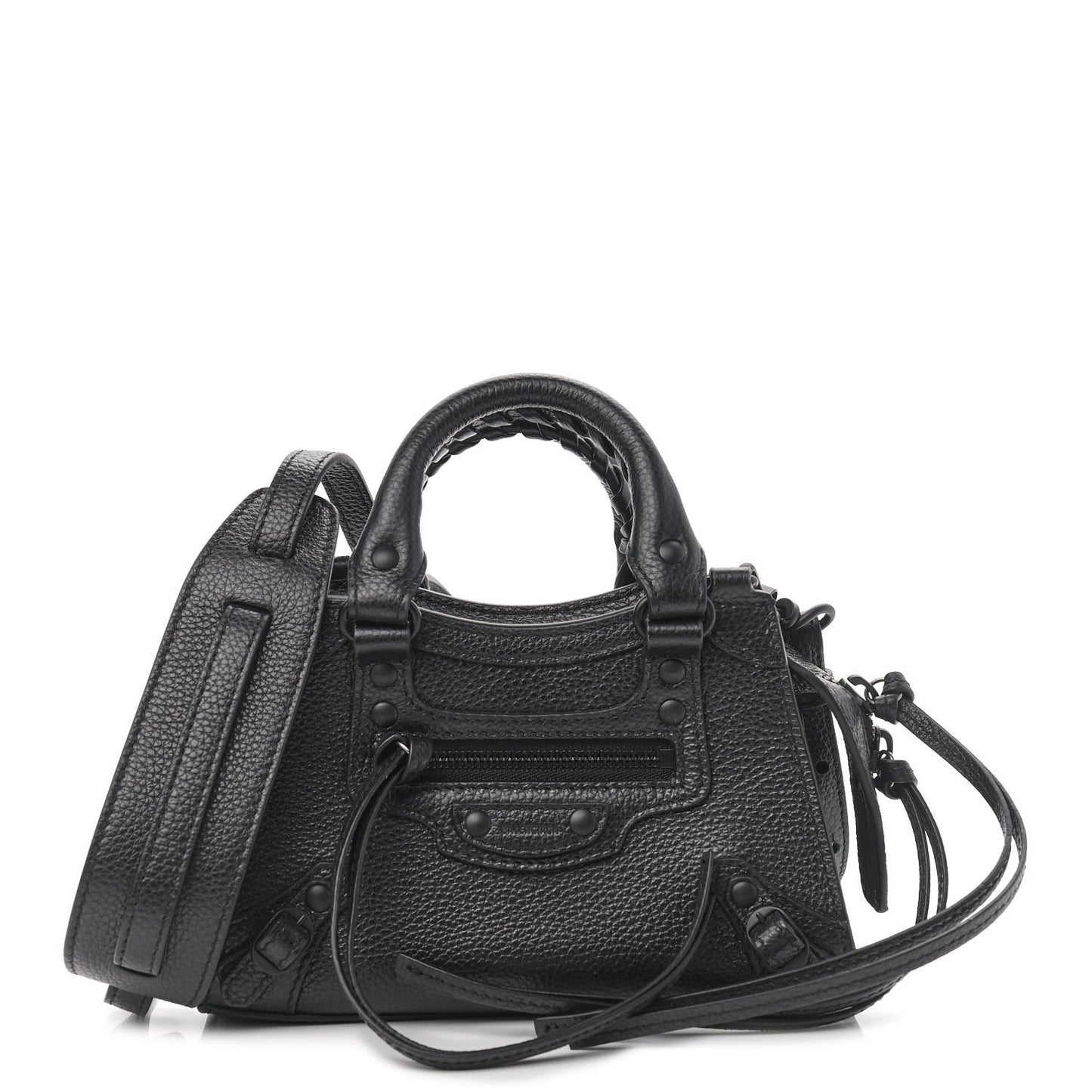Grained Calfskin Neo Classic Black Hardware Nano City Crossbody Black