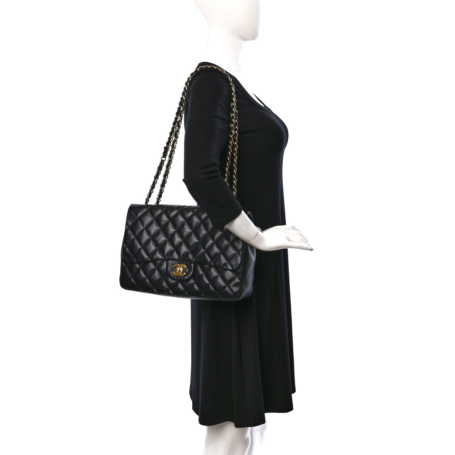 Chanel Lambskin Quilted Jumbo Single Flap Black 2 of 15