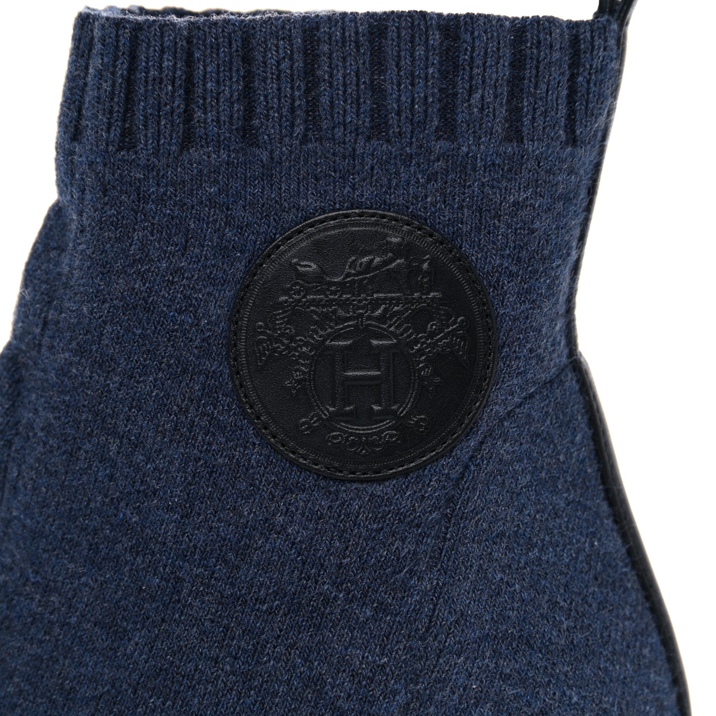 Knit Calfskin Volver Ankle Boots 36.5 Bleu Fonce
